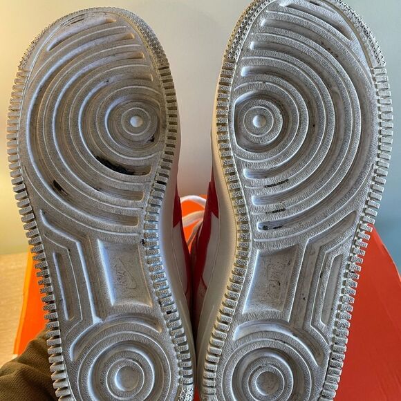 Nike Air Force 1 Red and White Sneakers Classic Style - Picture 9 of 9